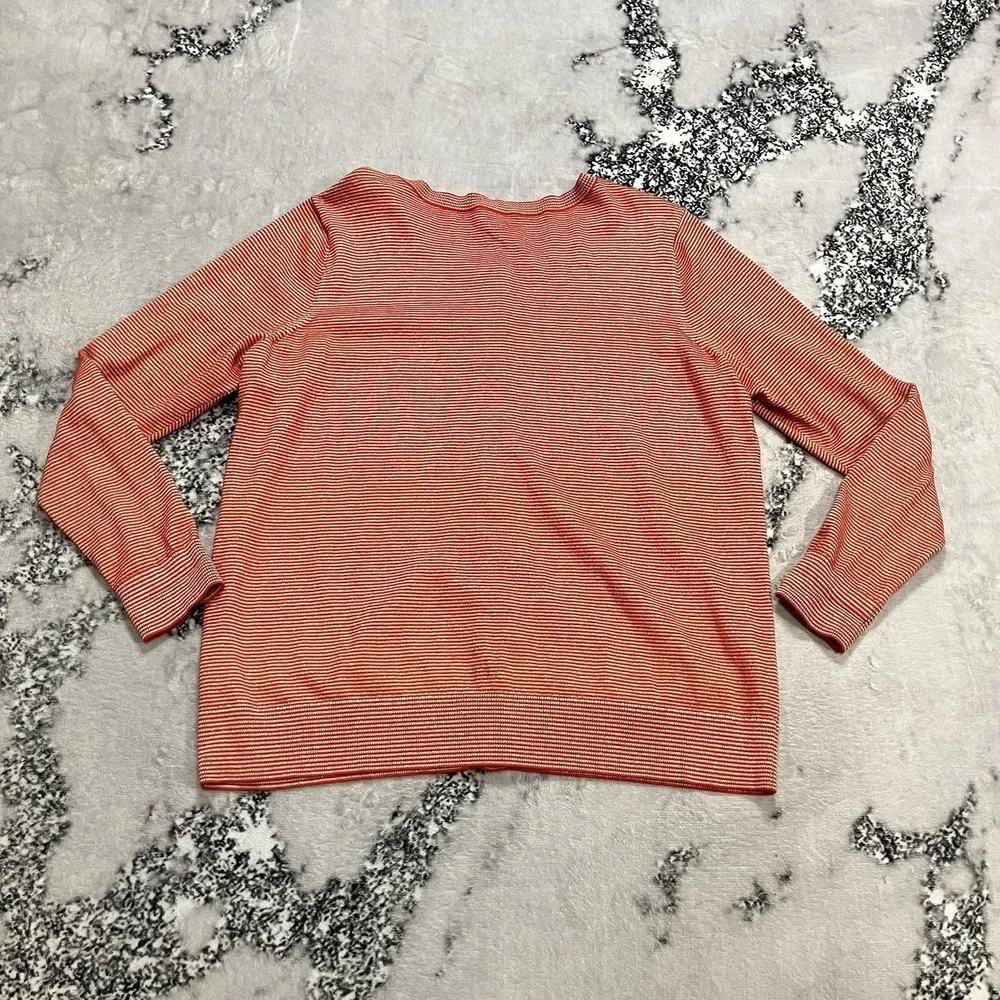 Talbots Striped Button Front Cardigan Orange White Metallic Womens‎ Size 1X